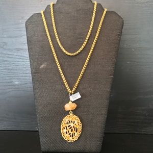 Handmade gold necklace pendant/pearl & citrine